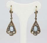 Liberty gold and silver earrings with aquamarines and diamond rosettes
