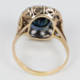 Anello antico in oro e argento con rosette di diamante e zaffiro, primi del'900