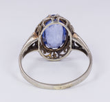 Anello antico in oro 18K con topazio azzurro centrale, anni '30 - Antichità Galliera