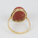 Anello vintage in oro 18k con corallo, anni 50