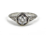 Anello antico solitario in oro bianco con diamante centrale di 0.6ct , 1920 circa