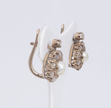 Orecchini antichi in oro 14k con rosette e perla, primi del '900 - Antichità Galliera