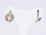 Orecchini antichi in oro 14k con rosette e perla, primi del '900 - Antichità Galliera