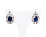 Orecchini antichi in oro 18K con zaffiri e rosette di diamante, anni '40 - Antichità Galliera