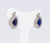 Orecchini antichi in oro 18K con zaffiri e rosette di diamante, anni '40 - Antichità Galliera