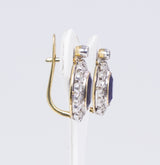Orecchini antichi in oro 18K con zaffiri e rosette di diamante, anni '40 - Antichità Galliera