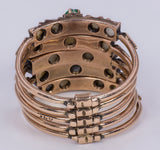 Anello antico multiplo in oro 14k con smeraldi e perline, primi del '900 - Antichità Galliera