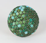 Anello vintage in oro con turchesi , anni 60