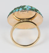 Anello vintage in oro con turchesi , anni 60