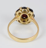 Anello vintage in oro con granati , anni 50