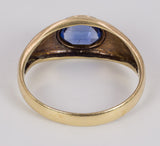 Anello antico da uomo in oro 18k con zaffiro, primi del '900