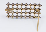 Spilla antica in oro 18k e argento con rosette di diamante , anni 20/30