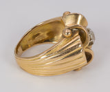 Anello vintage in oro 18k con diamante centrale , anni 40