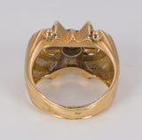 Anello vintage in oro 18k con diamante centrale , anni 40
