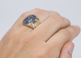 Anello da uomo in oro 10K con ematite incisa, anni '40
