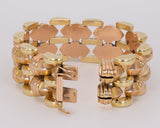 Bracciale vintage Tank in oro 18k e 14k, anni 40