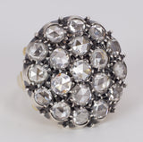 Bague patch ancienne en or et argent avec diamants taillés en rosette (env. 4 ct), début des années 1900