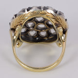 Bague patch ancienne en or et argent avec diamants taillés en rosette (env. 4 ct), début des années 1900