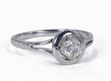 Bague vintage en or 18 carats avec diamant central (0,45 ct) taille ancienne, années 1940