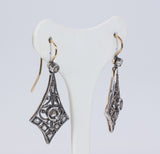 Boucles d'oreilles Art Decò en or 14 carats et argent avec rosettes de diamants, années 1930
