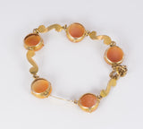 Bracciale vintage in oro 9k con cammei su conchiglia, anni 50