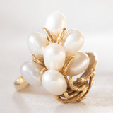 Anello vintage in oro 18K con perle, anni '60/'70