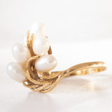 Anello vintage in oro 18K con perle, anni '60/'70