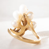 Anello vintage in oro 18K con perle, anni '60/'70
