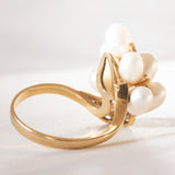 Anello vintage in oro 18K con perle, anni '60/'70