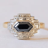 Anello vintage in stile Art Déco in oro 18K con onice, anni '50