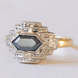 Anello vintage in stile Art Déco in oro 18K con onice, anni '50