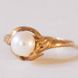 Anello vintage in oro 14K con perla, anni '50