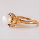 Anello vintage in oro 14K con perla, anni '50
