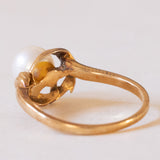 Anello vintage in oro 14K con perla, anni '50