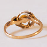 Anello vintage in oro 14K con perla, anni '50
