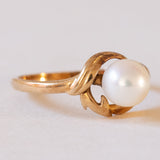 Anello vintage in oro 14K con perla, anni '50