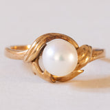Anello vintage in oro 14K con perla, anni '50