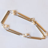 Collana vintage in oro 14K con perle, anni '60