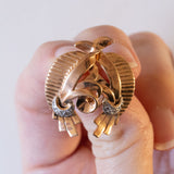 Orecchini retrò in oro 18K con diamanti, anni '40