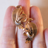 Orecchini retrò in oro 18K con diamanti, anni '40