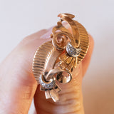 Orecchini retrò in oro 18K con diamanti, anni '40