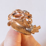 Orecchini retrò in oro 18K con diamanti, anni '40