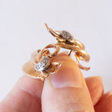 Orecchini retrò in oro 18K con diamanti, anni '40