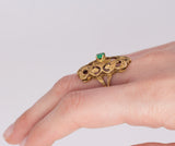 Anello vintage in oro con smeraldo, anni 30
