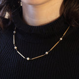 Collana vintage in oro 14K con perle, anni '60