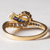 Anello vintage in oro 18K con zaffiri (0.16ctw ca.) e diamanti (0.28ctw ca.), anni '70