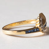 Anello vintage in oro 18K con zaffiri (0.16ctw ca.) e diamanti (0.28ctw ca.), anni '70