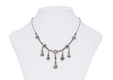 Collier Liberty in oro 14k e argento con diamanti e smeraldi , anni 20