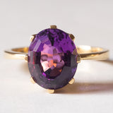 Anello vintage da cocktail in oro 18K con ametista (3ct ca.), anni '60