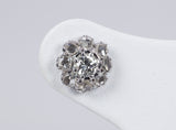 Boucles d'oreilles en or 18 carats avec diamants centraux (0,50 ct) et rosettes, années 1950